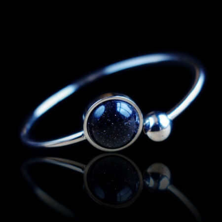 Cosmic-Blue-Goldstone-Stainless-Steel-Cuff-Bracelet-with-sandstone-glass-cabochon-09732-1