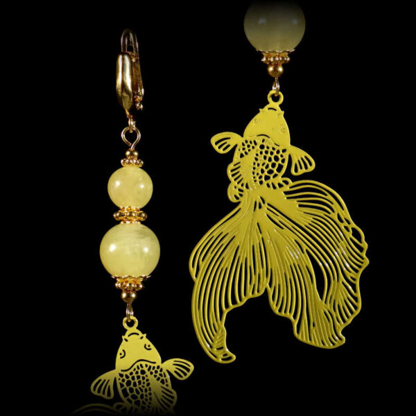 Golden-Prehnite-Koi-Serenity-Earrings-Semi-Precious-Stone-Beads-Shvenzy-English-Lock-Hypoallergic-Hooks-09953-1