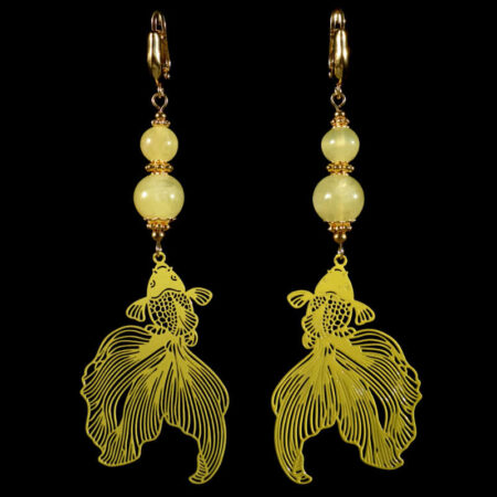 Golden-Prehnite-Koi-Serenity-Earrings-Semi-Precious-Stone-Beads-Shvenzy-English-Lock-Hypoallergic-Hooks-09953-2