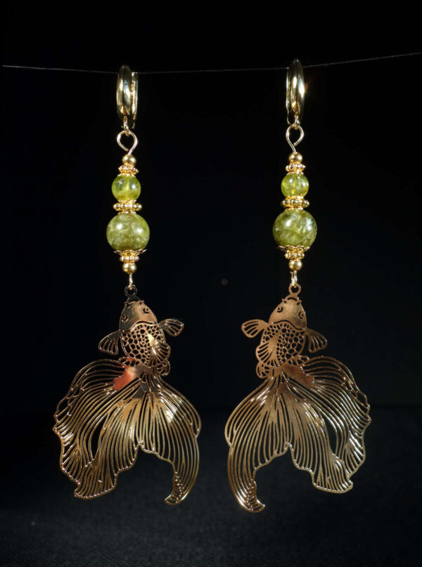 Natural-Olivine-Peridot-Koi-Serenity-Earrings-Semi-Precious-Stone-Beads-Shvenzy-English-Lock-Hypoallergic-Hooks-09870-1