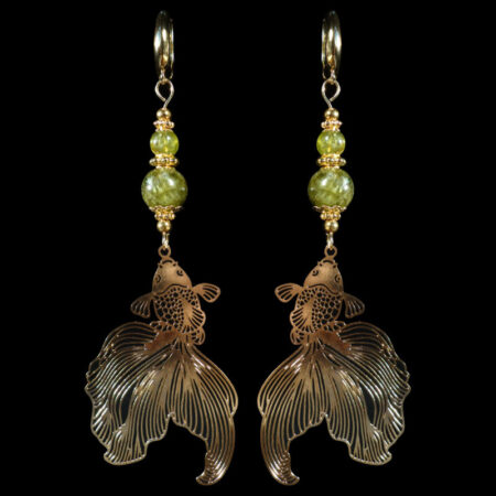 Natural-Olivine-Peridot-Koi-Serenity-Earrings-Semi-Precious-Stone-Beads-Shvenzy-English-Lock-Hypoallergic-Hooks-09880-2