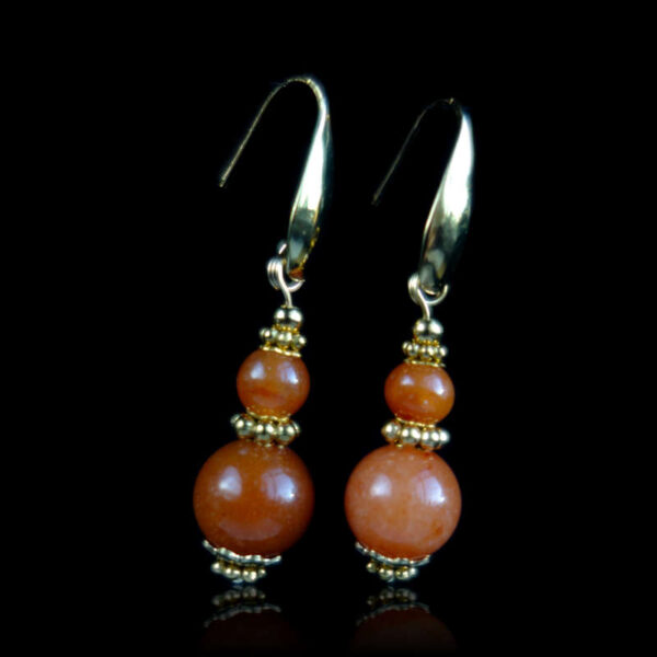 Orange-Aventurine-Earrings-PVD-plated-Stainless-Steel-Hooks-Findings-00477-0