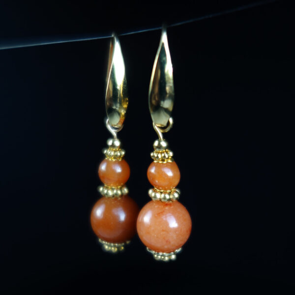 Orange-Aventurine-Earrings-PVD-plated-Stainless-Steel-Hooks-Findings-00485-1