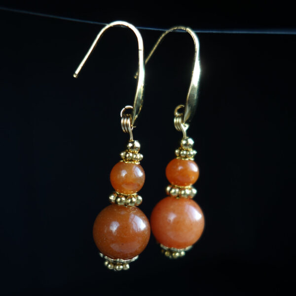 Orange-Aventurine-Earrings-PVD-plated-Stainless-Steel-Hooks-Findings-00493-1