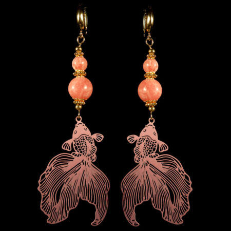 Rhodochrosite-Koi-Serenity-Earrings-Semi-Precious-Stone-Beads-Shvenzy-English-Lock-Hypoallergic-Hooks-09979-2