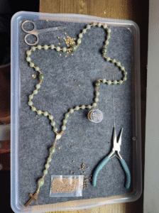 Oathfeed Rosary Beadwork by Silvi Simberg work in prototype progress with russian serpentine