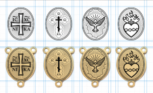 Designing the centerpieces for the rosaries