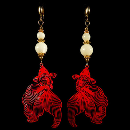 White-Seashell-Koi-Serenity-Earrings-Semi-Precious-Stone-Beads-Shvenzy-English-Lock-Hypoallergic-Hooks-09921-2