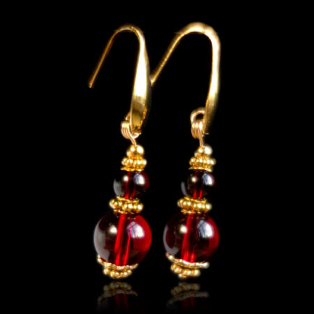 Wine-Red-Glass-Earrings-PVD-plated-Stainless-Steel-Hooks-Findings-00303-0