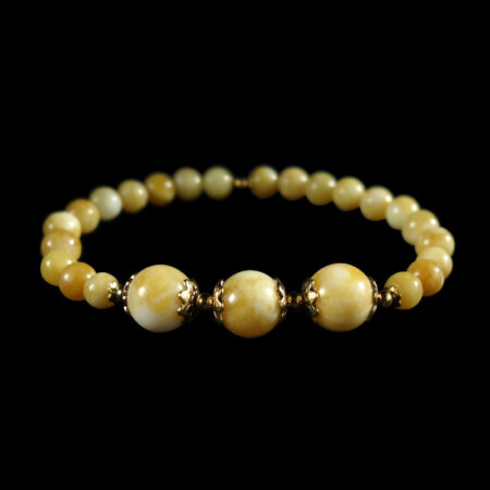 Antique-Beeswax-Yellow-Chalcedony-Dyed-Semi-Precious-Stone-Stainless-Steel-Beaded-Bracelet-DSC01571-0