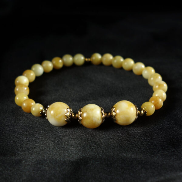 Antique-Beeswax-Yellow-Chalcedony-Dyed-Semi-Precious-Stone-Stainless-Steel-Beaded-Bracelet-DSC01572-1