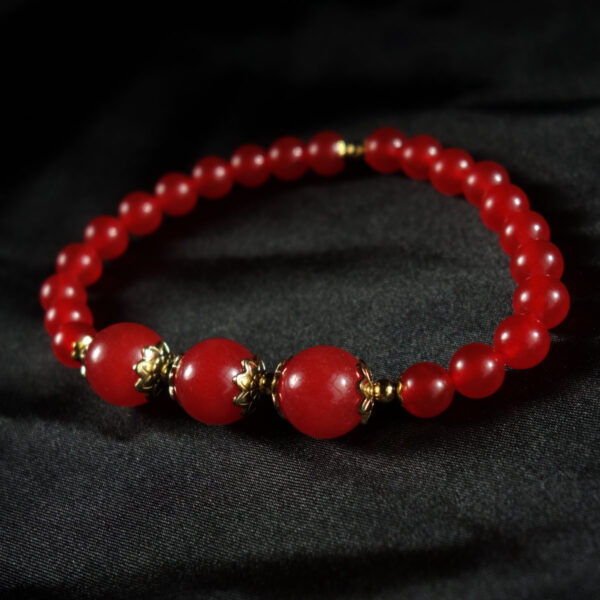 Bright-Red-Chalcedony-Dyed-Semi-Precious-Stone-Stainless-Steel-Beaded-Bracelet-DSC01602-1