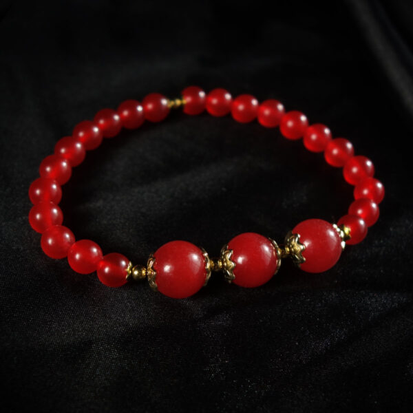 Bright-Red-Chalcedony-Dyed-Semi-Precious-Stone-Stainless-Steel-Beaded-Bracelet-DSC01604-1