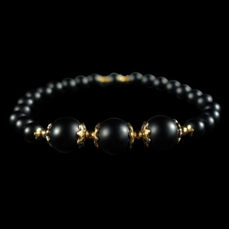 Matte-Black-Onyx-Sei-Precious-Stone-Beaded-Bracelet-Stainless-Steel-DSC01708-0