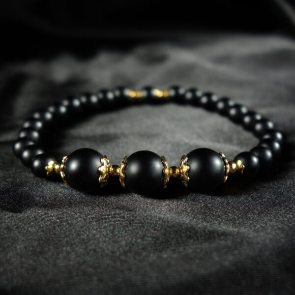 Matte-Black-Onyx-Sei-Precious-Stone-Beaded-Bracelet-Stainless-Steel-DSC01709-1