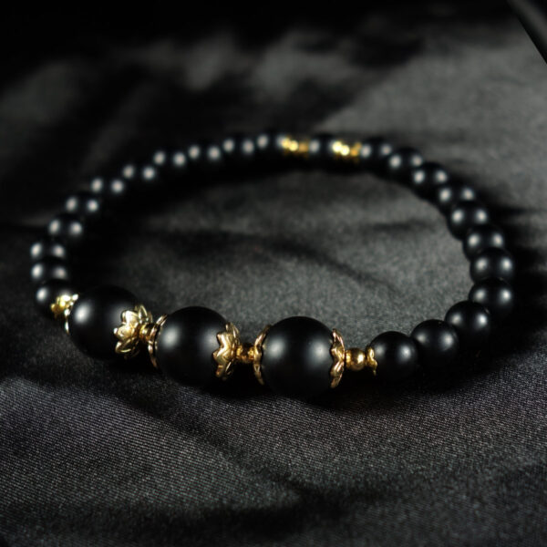 Matte-Black-Onyx-Sei-Precious-Stone-Beaded-Bracelet-Stainless-Steel-DSC01710-1