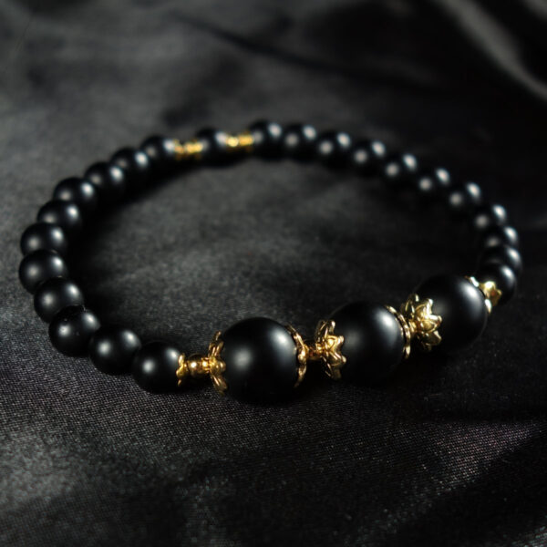 Matte-Black-Onyx-Sei-Precious-Stone-Beaded-Bracelet-Stainless-Steel-DSC01714-1