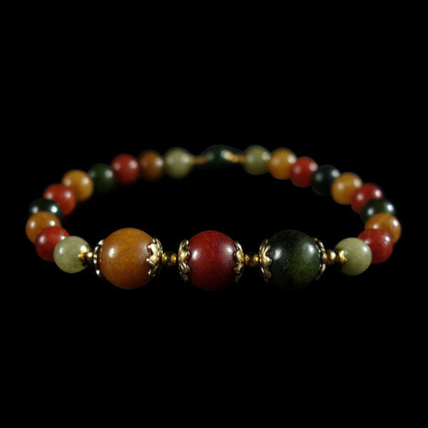 Mookaite-Hues-Dyed-Chalcedony-Beaded-Bracelet-stainless-steel-DSC01609-0