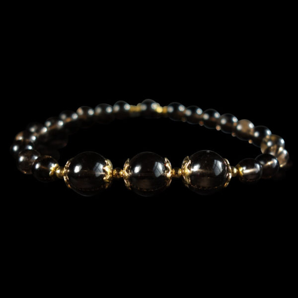 Smoky-Quartz-semi-previous-gemstone-beaded-bracelet-stainless-steel-DSC01691-0