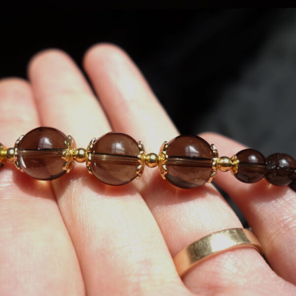 Smoky-Quartz-semi-previous-gemstone-beaded-bracelet-stainless-steel-DSC01700-1