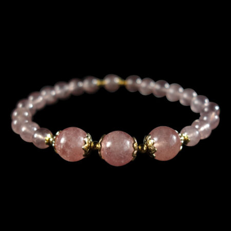 Strawberry-quartz-semi-previous-gemstone-beaded-bracelet-stainless-steel-DSC01637-0