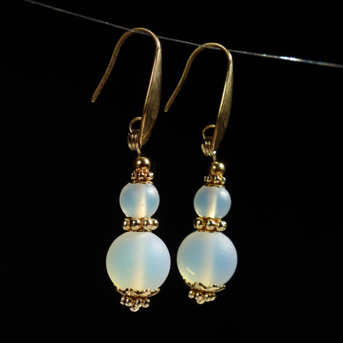 Matte-opalite-glass-beaded-classical-drop-earrings-pvd-plated-stainless-steel-hooks-02464-1