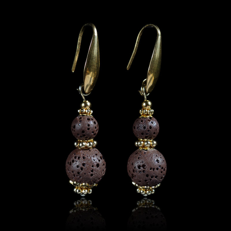brown-lava-stone-earrings-dyed-natural-basalt-beads-pvd-plated-stainless-steel-18k-finish-03359-1