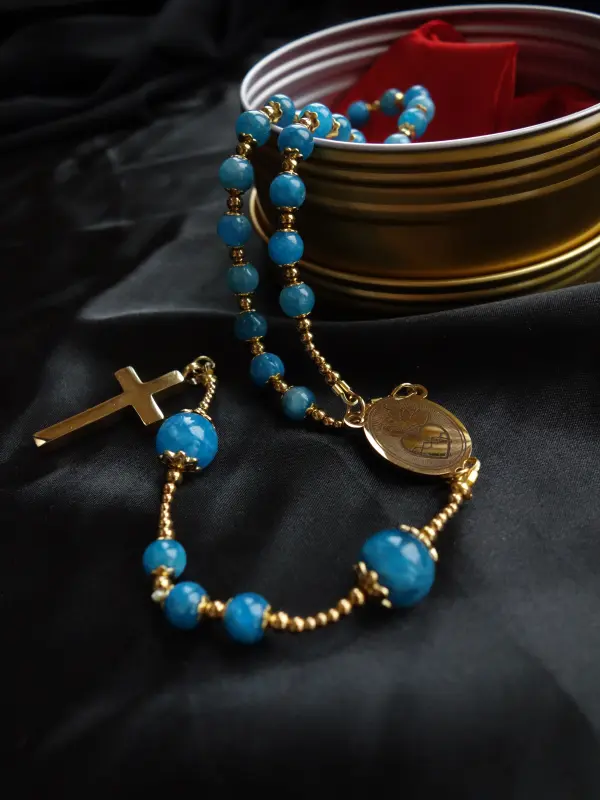 Apatite Capped Rosary Stainless Steel Silvi Simberg KOSMOS 3