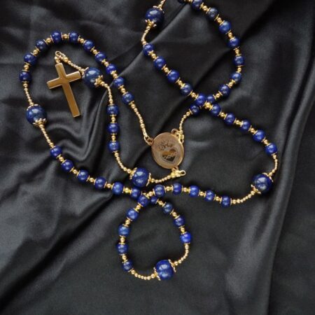 Dyed Lapis Lazuli Lazurite Capped Rosary Stainless Steel Silvi Simberg KOSMOS 1
