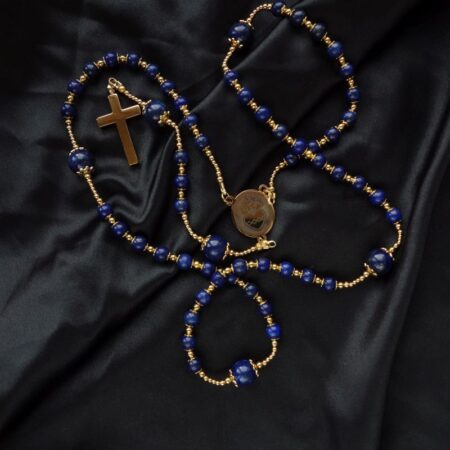 Dyed Lapis Lazuli Lazurite Capped Rosary Stainless Steel Silvi Simberg KOSMOS 2
