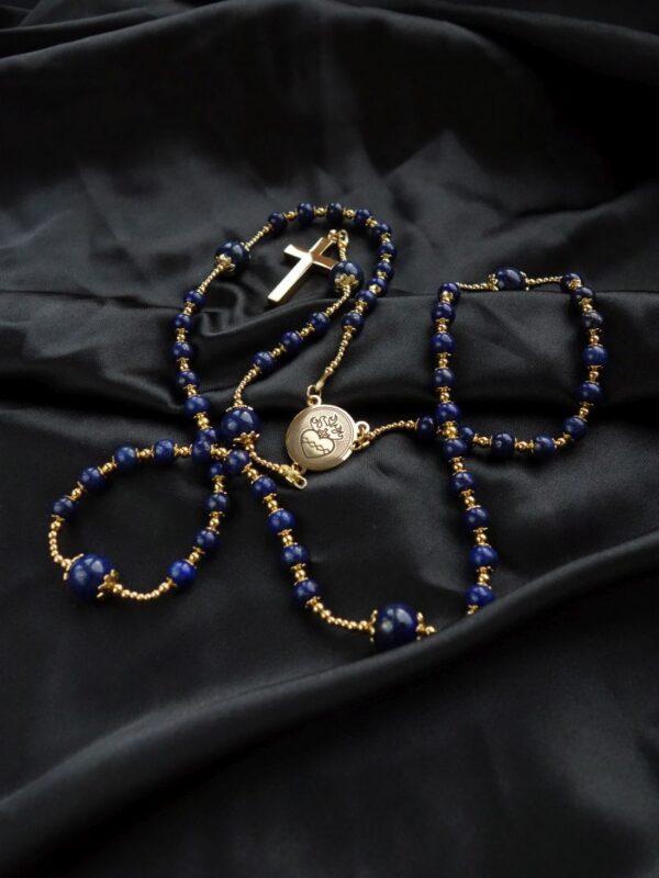 Dyed Lapis Lazuli Lazurite Capped Rosary Stainless Steel Silvi Simberg KOSMOS 3
