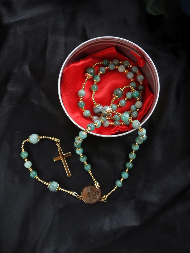 Emerald Capped Rosary Stainless Steel Silvi Simberg KOSMOS 2