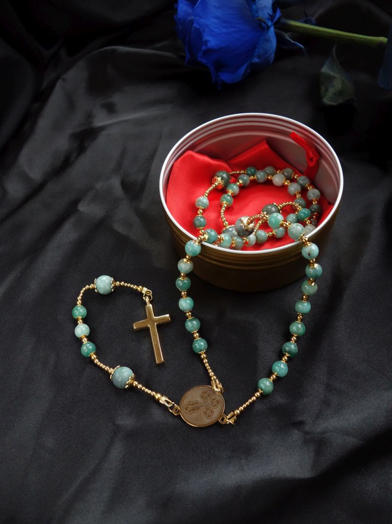 Emerald Capped Rosary Stainless Steel Silvi Simberg KOSMOS 3