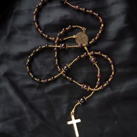 Garnet Capped Rosary Stainless Steel Silvi Simberg KOSMOS 1