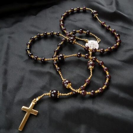 Garnet Capped Rosary Stainless Steel Silvi Simberg KOSMOS 2