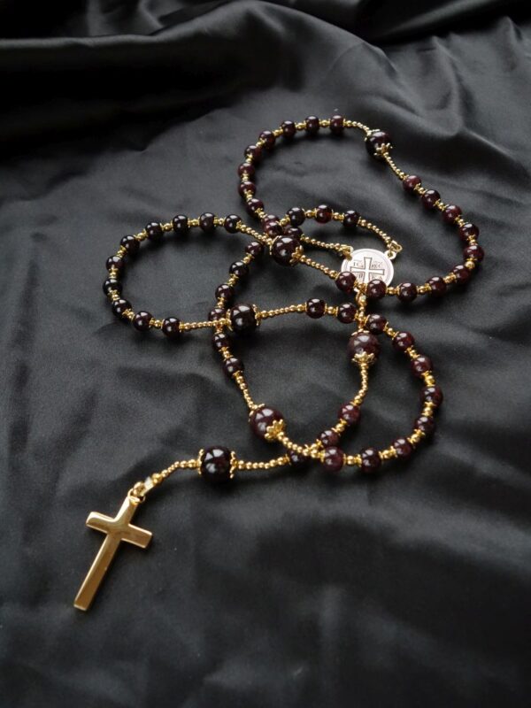 Garnet Capped Rosary Stainless Steel Silvi Simberg KOSMOS 2