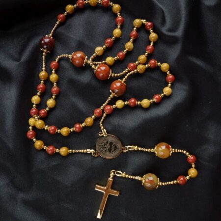 Mookaite Pietersite Capped Rosary Stainless Steel Silvi Simberg KOSMOS 1