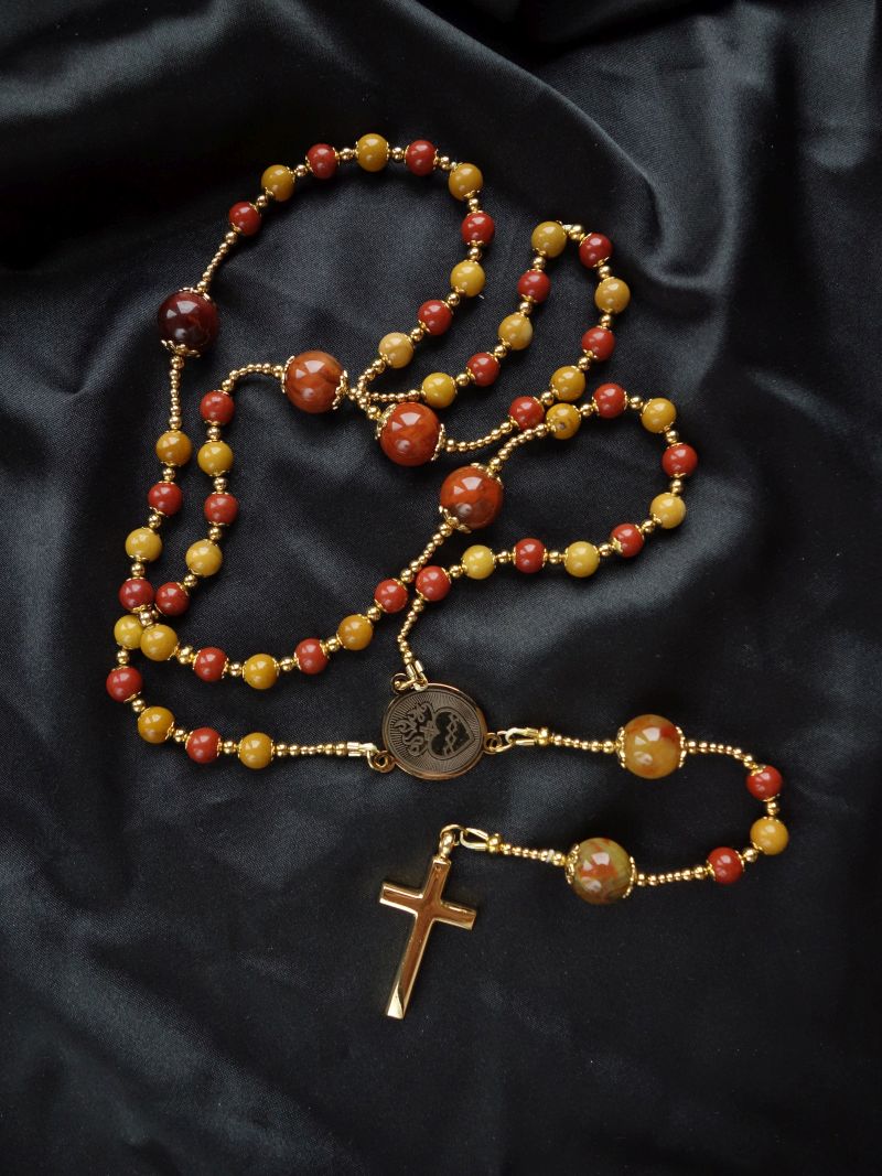 Mookaite Pietersite Capped Rosary Stainless Steel Silvi Simberg KOSMOS 1