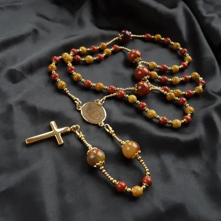 Mookaite Pietersite Capped Rosary Stainless Steel Silvi Simberg KOSMOS 2