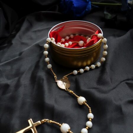 Mother of Pearl Shell Capped Rosary Stainless Steel Silvi Simberg KOSMOS 2