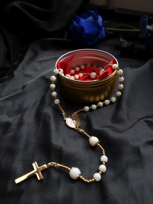 Mother of Pearl Shell Capped Rosary Stainless Steel Silvi Simberg KOSMOS 2