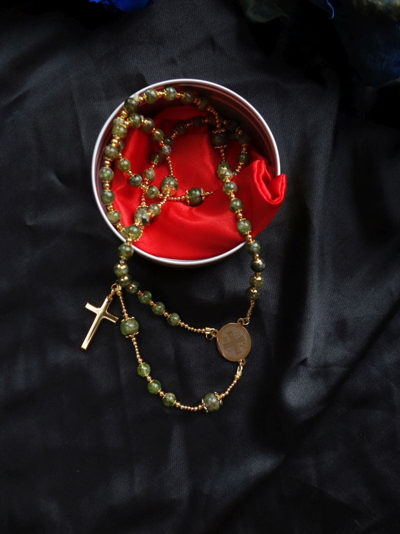 Peridot Capped Rosary Stainless Steel Silvi Simberg KOSMOS 1