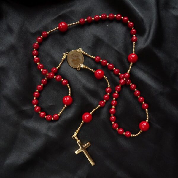 Red Ceramic Simple Rosary Stainless Steel Silvi Simberg KOSMOS 1