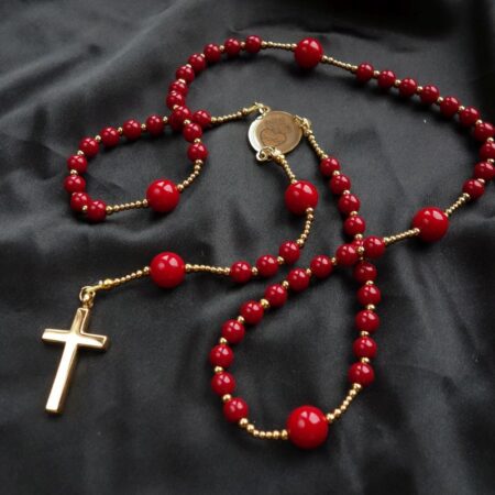 Red Ceramic Simple Rosary Stainless Steel Silvi Simberg KOSMOS 3