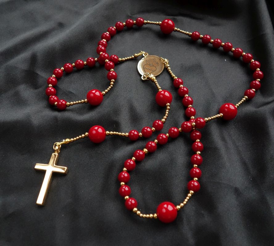 Red Ceramic Simple Rosary Stainless Steel Silvi Simberg KOSMOS 3