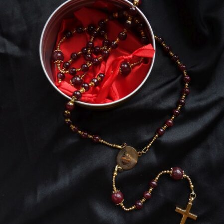 Ruby Capped Rosary Stainless Steel Silvi Simberg KOSMOS 1