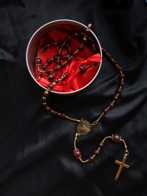 Ruby Capped Rosary Stainless Steel Silvi Simberg KOSMOS 1