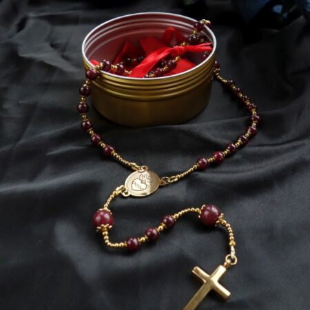Ruby Capped Rosary Stainless Steel Silvi Simberg KOSMOS 2