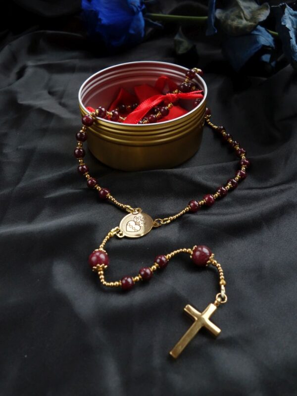 Ruby Capped Rosary Stainless Steel Silvi Simberg KOSMOS 2