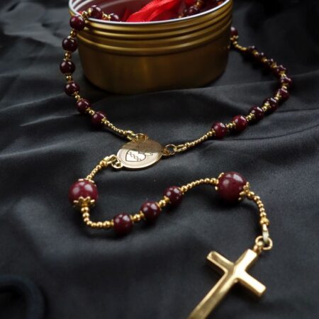 Ruby Capped Rosary Stainless Steel Silvi Simberg KOSMOS 4
